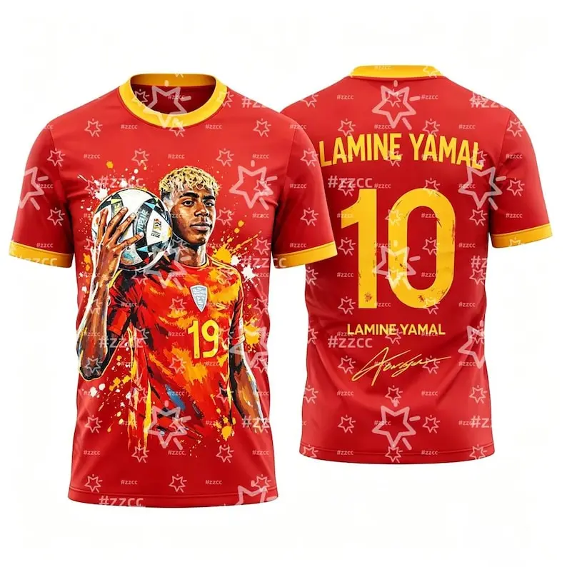 Spain Jersey for Kids, Yamal #10 Soccer Jersey, Youth Football Shirt, Spain Soccer Kit, Fan Gift, Boys Girls Sports Tee
