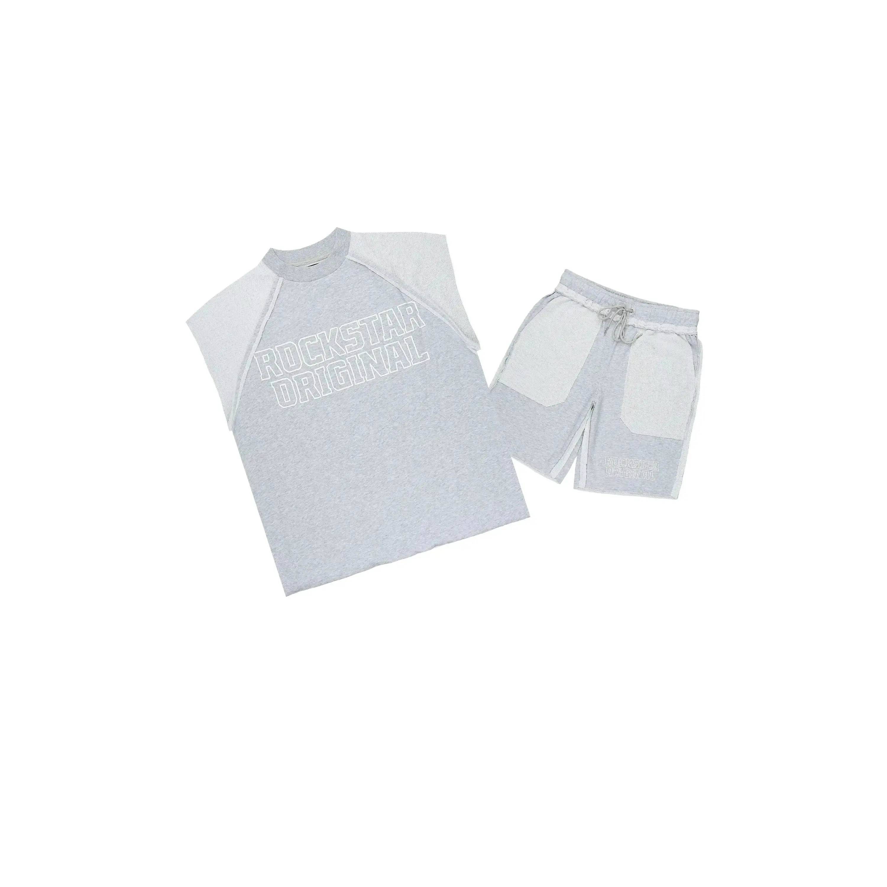 Essential Heather Grey Cut Sleeve T-Shirt/Short Set