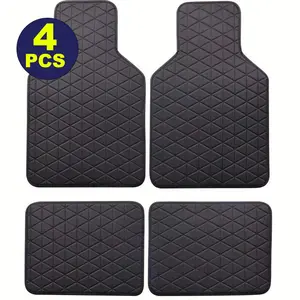 4PCS All-Weather Car Floor Mats – Heavy Duty PVC Protection for Sedan/SUV/Truck (Includes 2 Full Coverage Mats + 2 Safety Mats) - Black