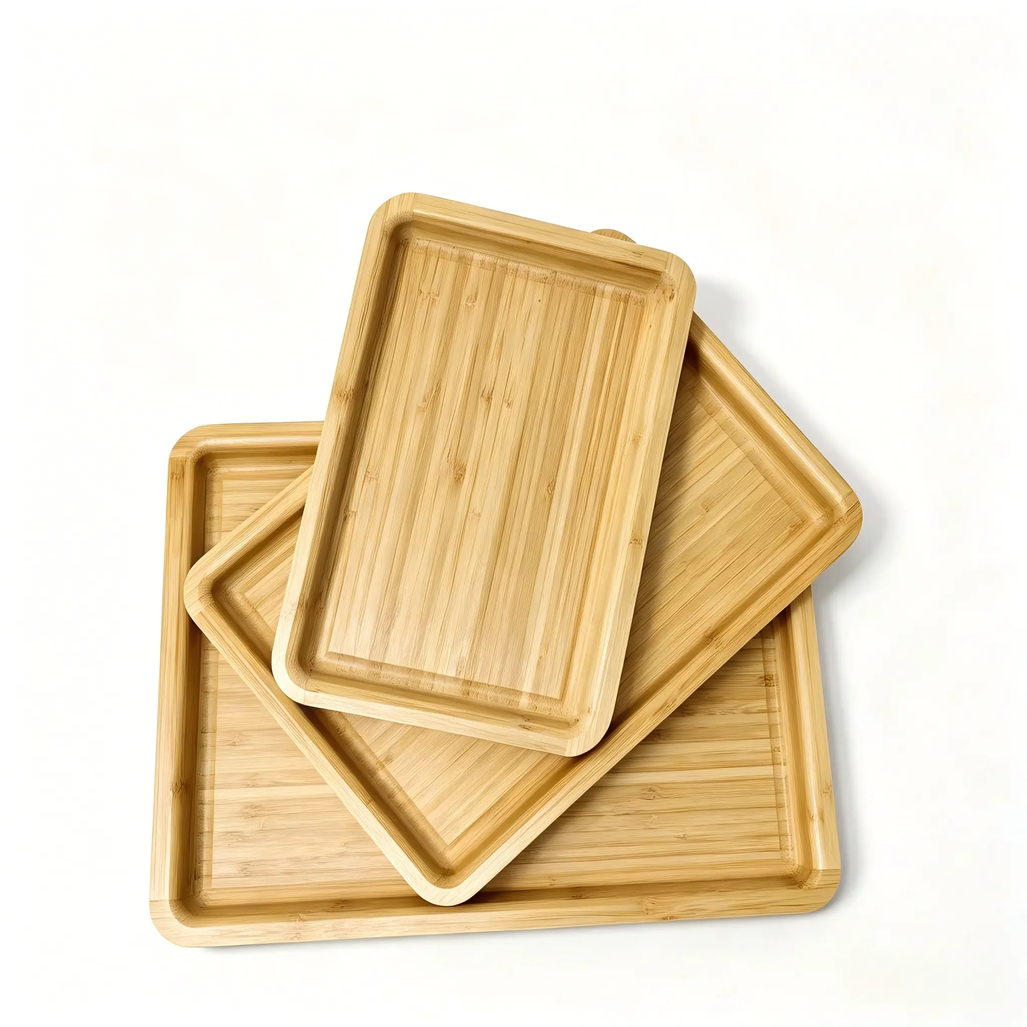 Rectangular Assembled Bamboo Serving Tray, Multi-Purpose Wooden Platter for Kitchen, Dining & Home Organization,kitchen accessories Small,Sturdy,Water Proof