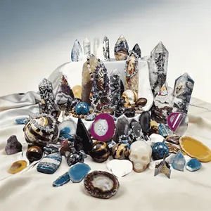 2000g Natural Crystals Surprise Set - Raw Stones + Polished Pieces, Aquarium & Living Room Home Decor, Cute Desktop Ornament Figurine Holiday Gift