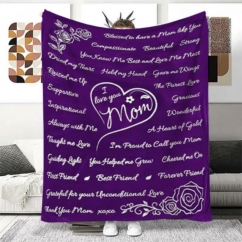 To Mom Throw Blanket for Mom, Gifts for Mom, Soft Comfortable Warm Throw, Air-conditioned Room Warm Nap Blanket for Home Office Travel, Heartfelt Gift Blanket, Bedroom Accessories, Christmas Gift, Birthday Gifts for Mom