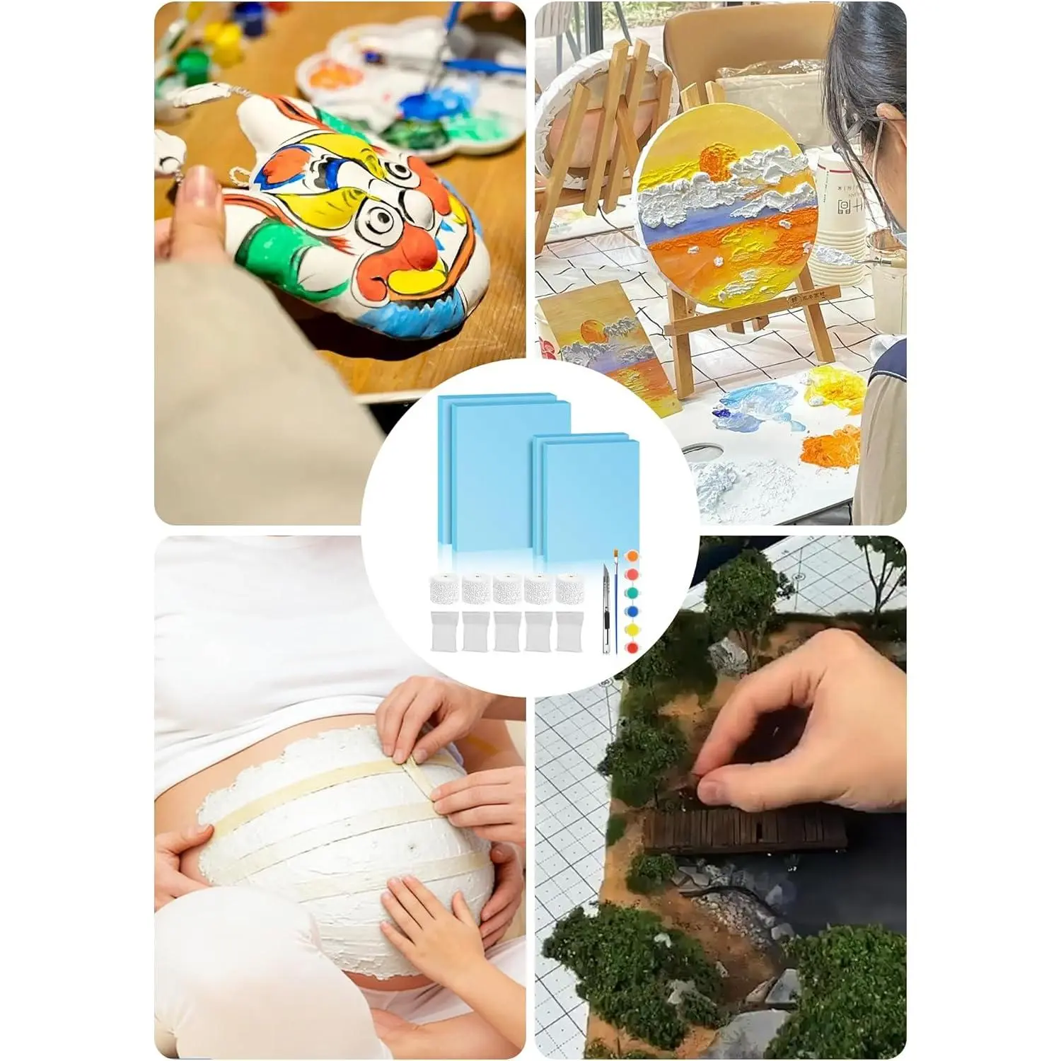 LuckyFoam Blue 12 x 15 and 12 x 7.5 inch Foam Sheets 1 Inch Thick Polystyrene Rectangles XPS Foam Board Craft for Insulating DIY Modeling Art Supplies