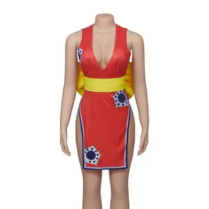 Female character Luffy cosplay costume for Halloween