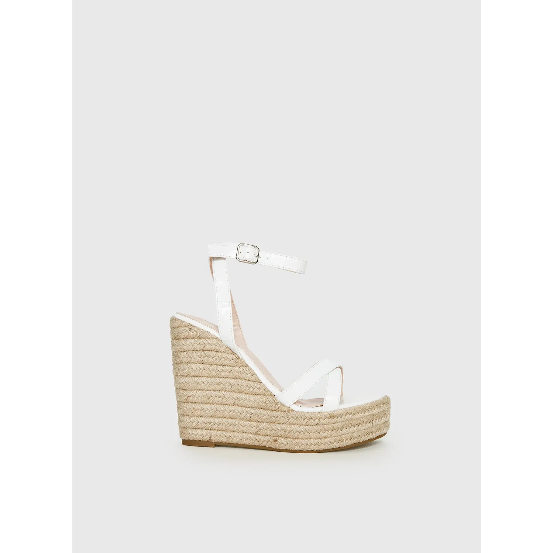 Jesper Espadrille Wedged Heels White Croc