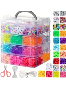 4800 Pieces Jewelry Making Kit, Includes 15 Colors Pony Beads and Letter Beads, Soft Clay Beads, Ideal for Bracelets, Hair Accessories, DIY Gifts, Bead Assortment, Diy Beading