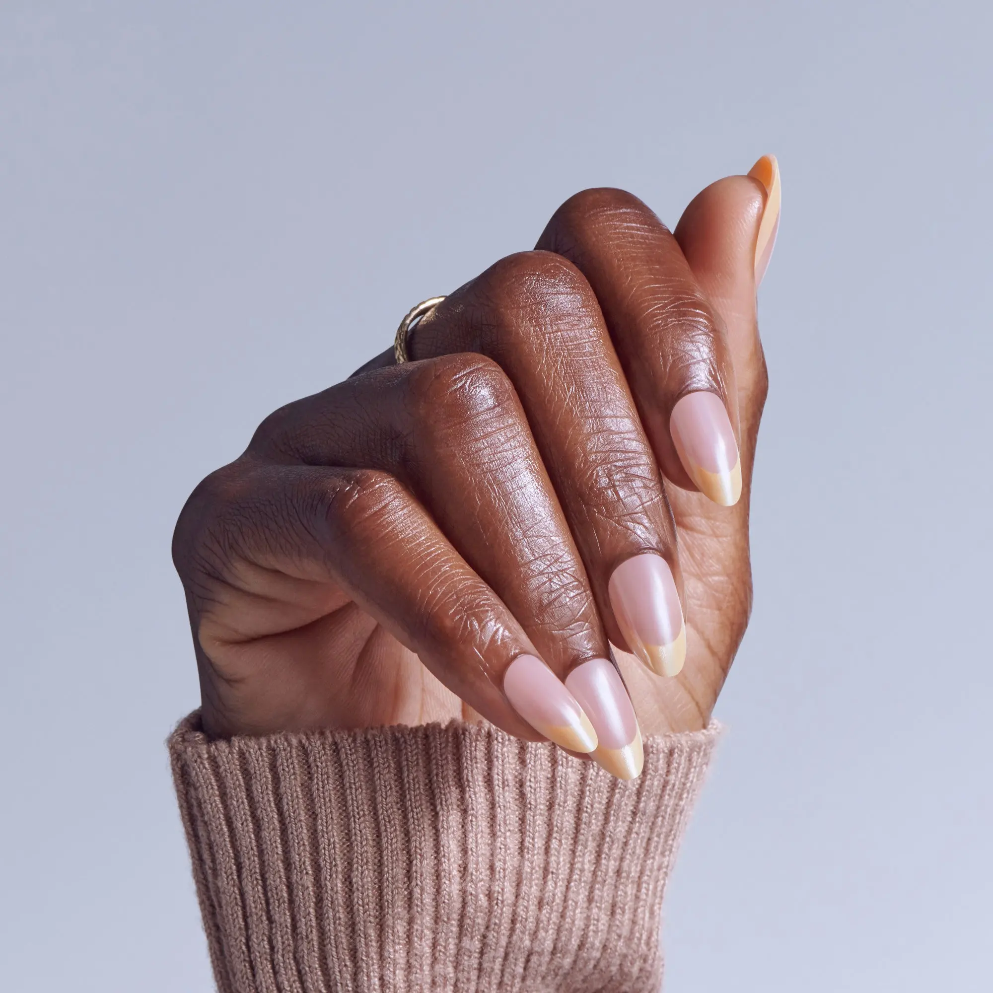 Kiss Glam Embellished Press On Fake Glue Nails - Always Glowing | French, Yellow, Medium, Almond