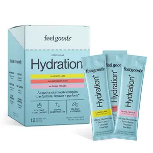 Feel Goods Hydration+ Variety Pack | 1,100mg Electrolytes Drink Mix, Organic Fruit Juice, Tart Cherry, Magnesium, Sea Salt, Coconut, Aloe Vera, L-Theanine | Zero Sugar, Vegan, Non-GMO