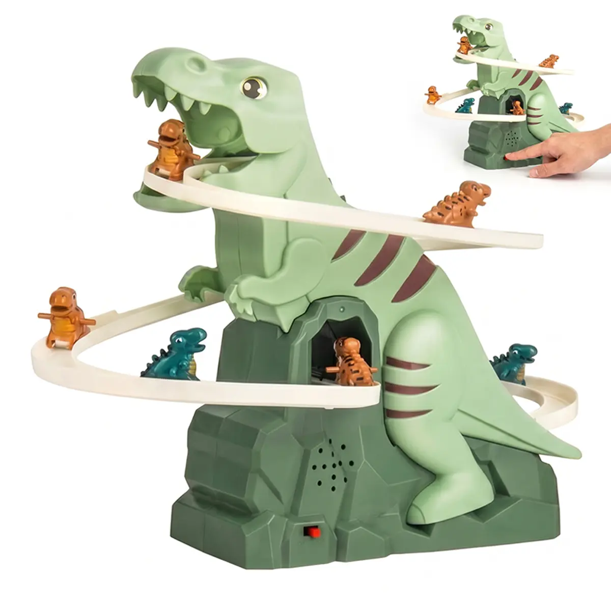 Electric dinosaur stair climbing toy, 6 small dinosaurs small dinosaur queue, slide track assembly,Fun toys, interactive toys, Christmas gifts, 3-6 year old children's gift