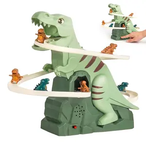 Electric dinosaur stair climbing toy, 6 small dinosaurs small dinosaur queue, slide track assembly,Fun toys, interactive toys, Christmas gifts, 3-6 year old children's gift