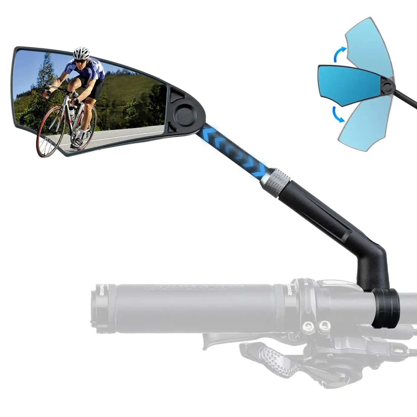 ROCKBROS Bike Mirror New Handlebar Rear View Mirror HD Anti-glare Glass Foldable with Retractable & 360 °Adjustable Lens E-bike Mirror Suitable for 21-24cm Handlebar