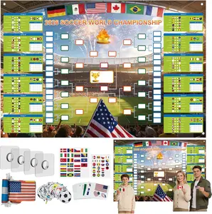 2026 Soccer Bracket Schedule Poster – Large 39x59 Inches Wall Chart with Reusable Flags Stickers & Hooks, DIY Prediction Game, Football Fan Party Decoration