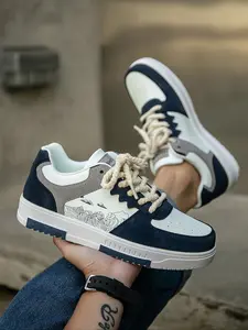 Men's Casual Colorblock Patchwork Oil Painting Print Low-Top Lifestyle Sneakers, Trendy Walking Sneaker, Daily Outdoor Lace-Up Sports Shoes for Couples
