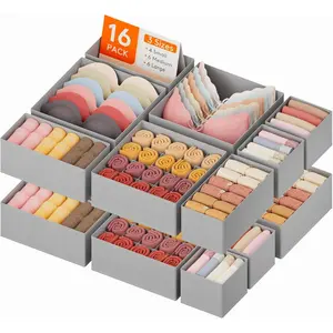 Lifewit Underwear Drawer Organizer, Deep Fabric Foldable Storage Organizer for Clothes, Socks, Bra, Lingerie, Undies Compartment Box Boxes Insert 8 Pack