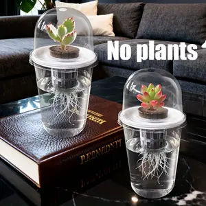2 Pcs Hydroponic Plant Pots – Clear plastic growing cups with breathable hole design. High-transparency containers for easy root observation, ideal for water propagation, seeds and indoor plant growth. Succulent Planter Hydroponic Planters