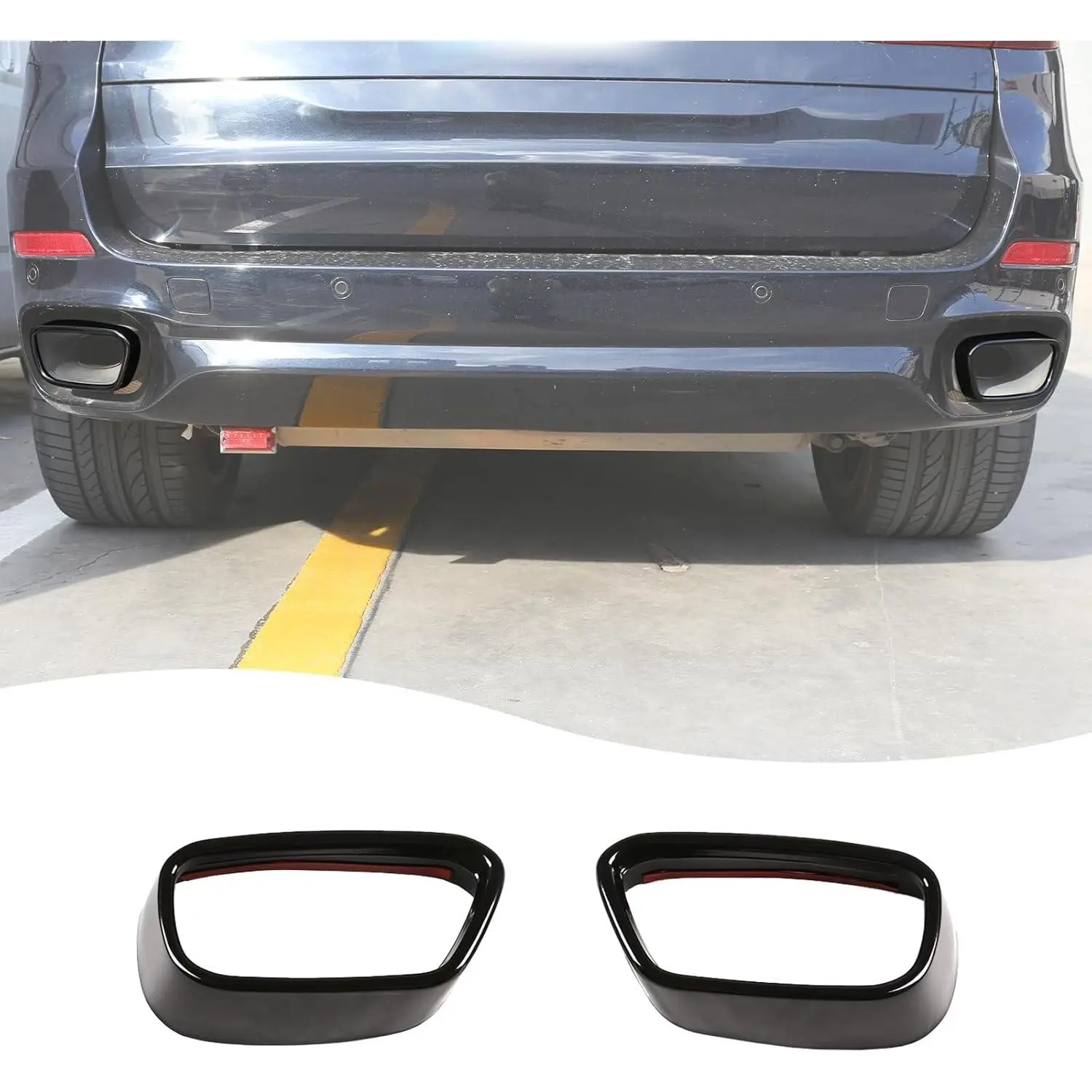 Stainless Steel Car Tail Pipe Trim Cover - Vehicle-Specific Auto Replacement Exhaust Muffler Output Cover for BMW X5 F15 (2014-2018) & X6 F16 (2015-2019) M Sports Version Body Parts