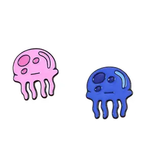 2 cute jellyfish enamel pins  Pink and blue