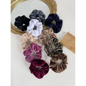 Velvet Solid Color Scrunchie, Elegant Matching Hair Tie for Ponytail Holder, Casual Simple Hair Accessories for Women & Girls, 2024 Fall Outfits, Elastic Tie Band