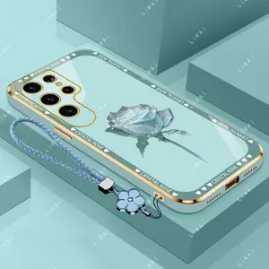 Suitable for [Galaxy S23 Ultra]phone case，affordable price,free beautiful four-leaf clover lanyard，exquisite and simple,High-end styles，drop-proof and fingerprint-resistant 995