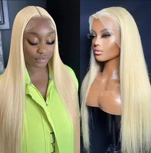 100% Human Hair Natural Straight Wave 613 Platinum Blonde 30 Inch 150% Density HD Swiss Lace Frontal Wig for Everyday Elegance