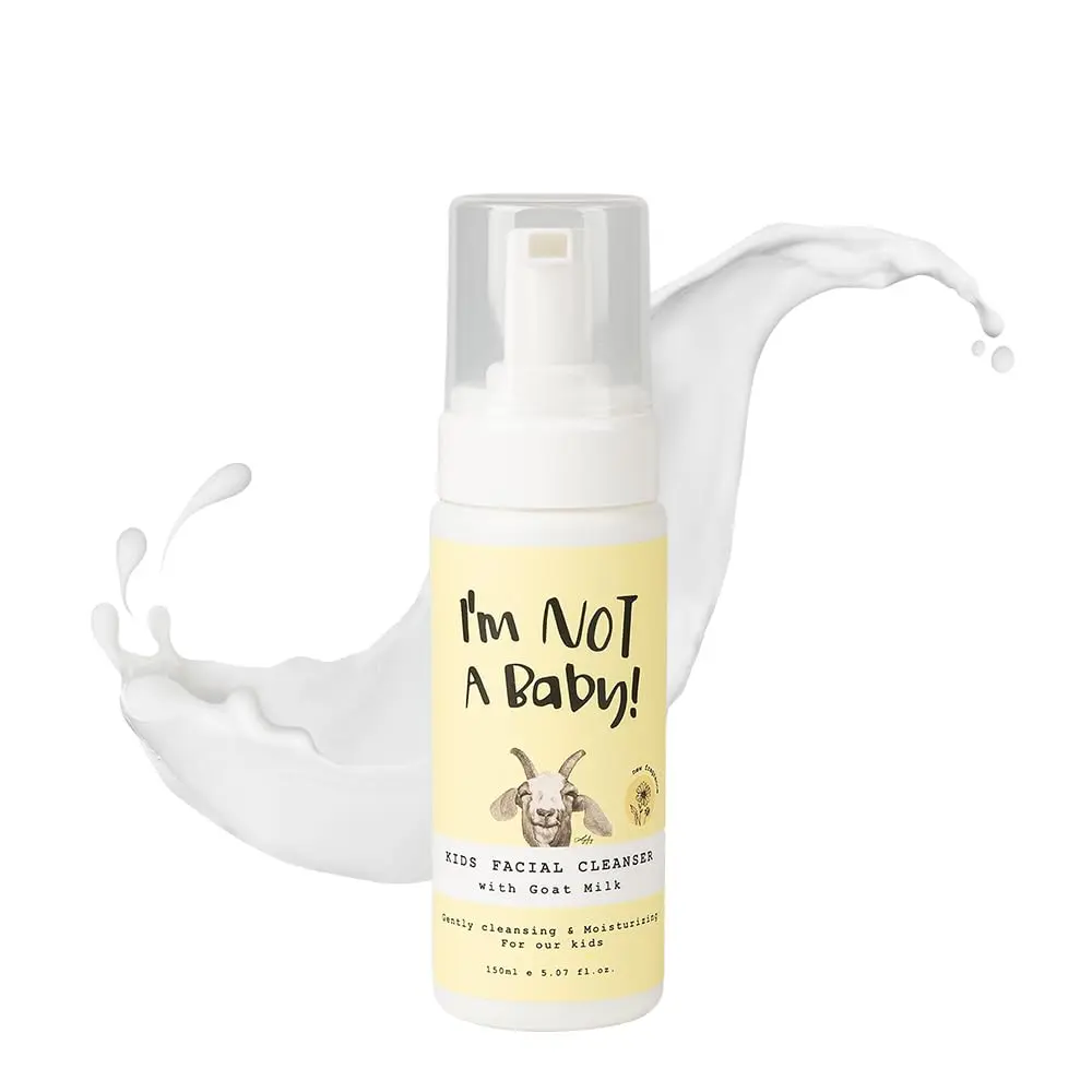 I'm NOT A Baby! Kids Face Wash – Goat Milk Foaming Cleanser for Sensitive Skin, Tear-Free & Hypoallergenic, Deep Hydrating Daily Facial Wash for Kids, 5.07 Fl Oz