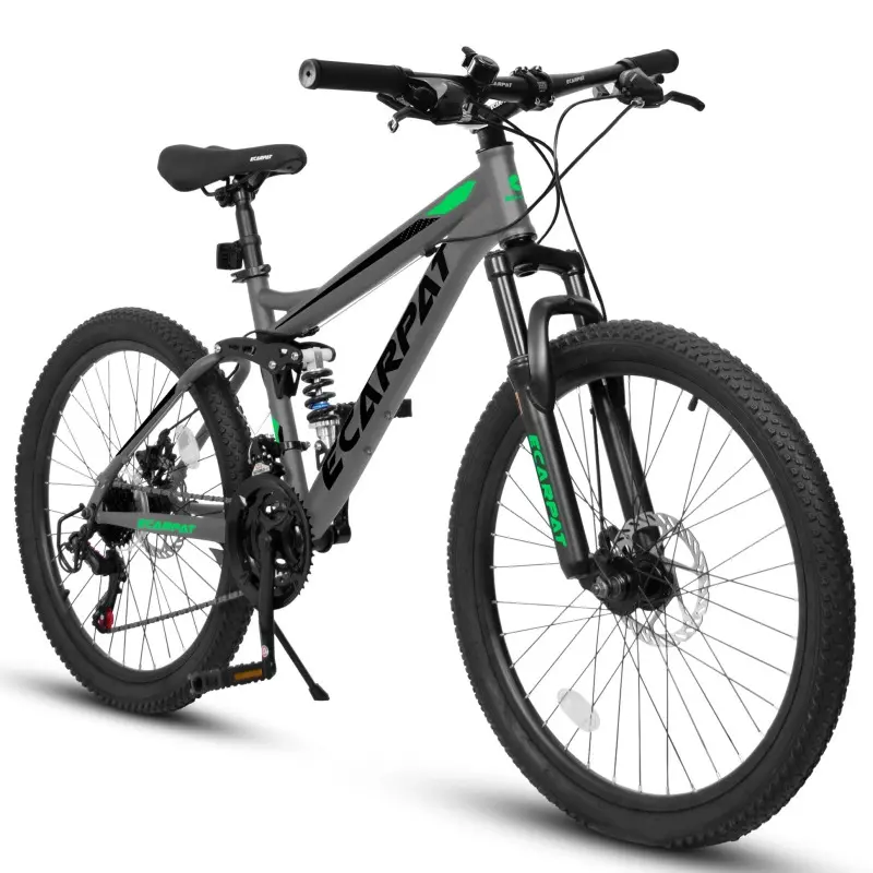[Bellemave] Full Suspension Mountain Bike for Adults - 24/27.5in Wheels, 17in Frame, Front & Rear Dual Shock Absorbers, 21-Speed, Mechanical Disc Brakes, 250lb Capacity, 49-54in Rider Fit, Ideal for Adventure & Fitness, 17 Inch, 24 X2.125 Inch, 27.5 X2.12
