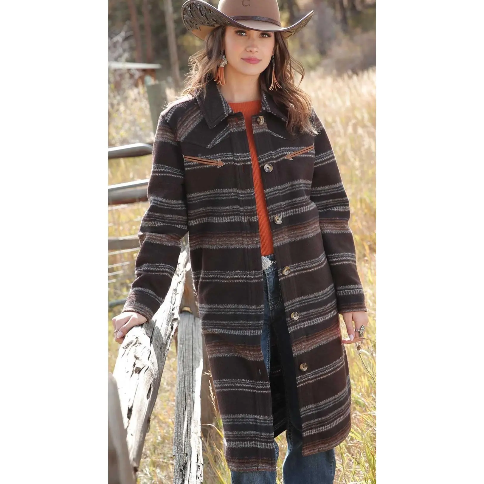CRUEL WOMEN'S SWEATER KNIT DUSTER in BROWN