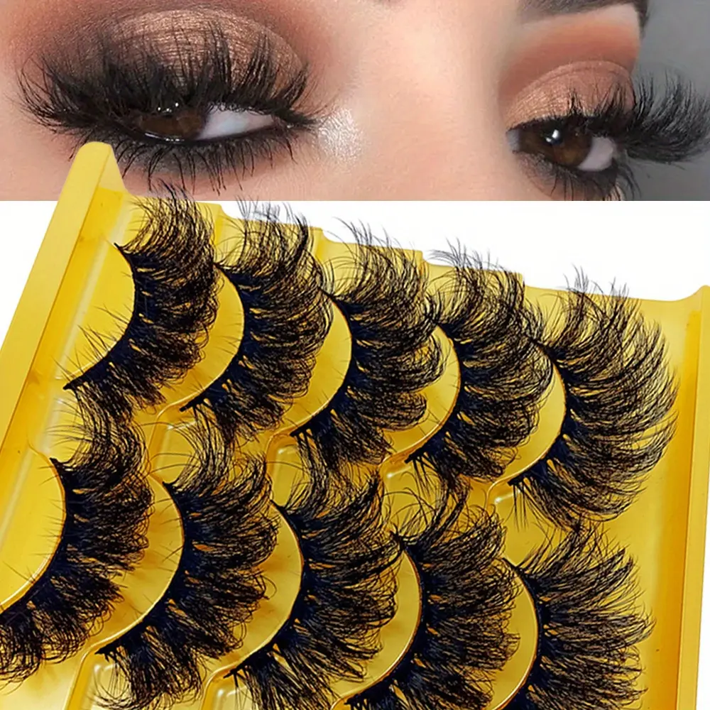 5 Pairs High Quality Eyelashes Faux Mink Eyelashes False Eyelash Set Long Lasting Fluffy Mink Lashes Dramatic Volume Lashes Extension Thick Long Crimps Curls Lashes Cosmetic