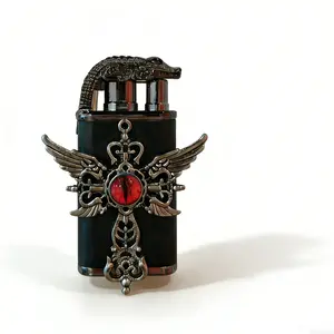 Viral "Evil Eye" Refillable Butane Jet Lighter – Butane Gas NOT Included Adjustable Windproof Rechargeable Retro Waterproof Permanent