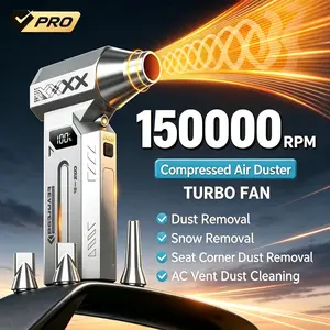 Turbo Jet Fan Air Duster – Rechargeable Cordless Mini Blower with LED Display & Brushless Motor, 4-Speed Portable Electric Duster for Car, Computer, PC Cleaning, Keyboard, Home & Outdoor Use, High Power Mini Air Blower, Father's Day Gift