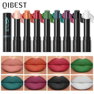 QIBEST Nude Velvet Matte Lipstick Long-lasting Intensely Pigmented Highly Pigmented Lip Tint Not Stick Cups Red  Green Orange Black White Lip Stain Helloween Makeup