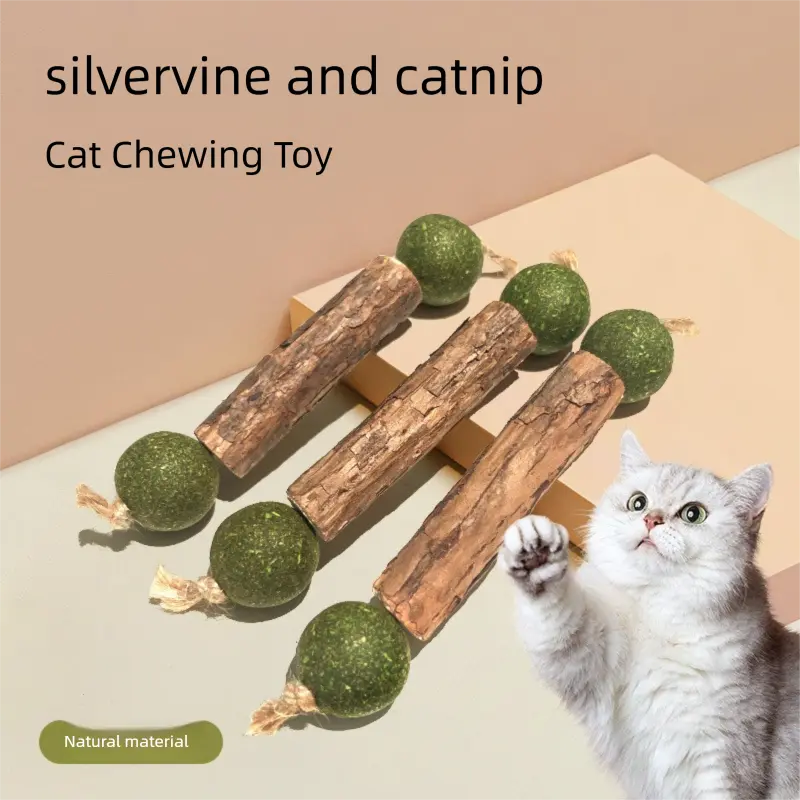 6-Pcs Woody Natural Silvervine & Catnip Dental Sticks for Cats - Stress Relief, Teeth Cleaning, Fresh Breath Support, Boredom Buster