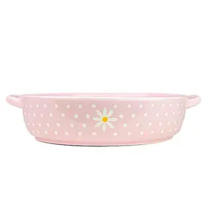 10 Strawberry Street Daisy Pink Polka Dot Round Baker