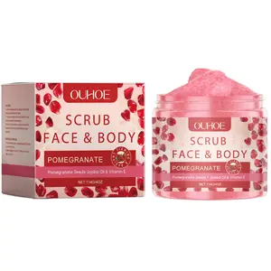 Facial & Body Scrub 114g Pomegranate Scent, Exfoliating Face & Body, Moisturizing Skincare, Men & Women Refreshing Skin Care