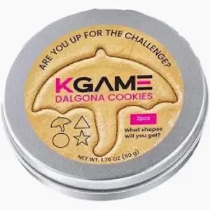 KGAME Dalgona Biscuit Cookies 2 Count Round Fun Shapes Challenge Tin 1.76 oz Snack Tin Perfect for Snacking and Easy Snack
