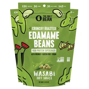 The Only Bean - Crunchy Roasted Edamame Beans (Wasabi Soy Sauce) - Keto Snack, High Protein, Healthy Snacks, Low Carb, High Fiber, Gluten-Free & Vegan (4.0oz) (3 Pack)