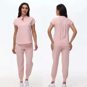 Stand collar scrubs uniforms for nurses . Pink, navy blue. Small medium large xtra large .