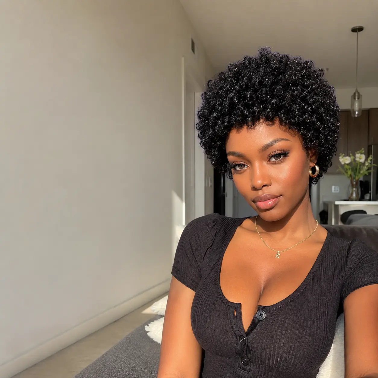 Glueless Wear and Go Human Hair  Brazilian Kinky Curly Short  Pre Cut Lace Ready to Wear No Glue Beginner Friendly for Black Women Daily Wear Coily Textured  burmese upgrade part  brown color