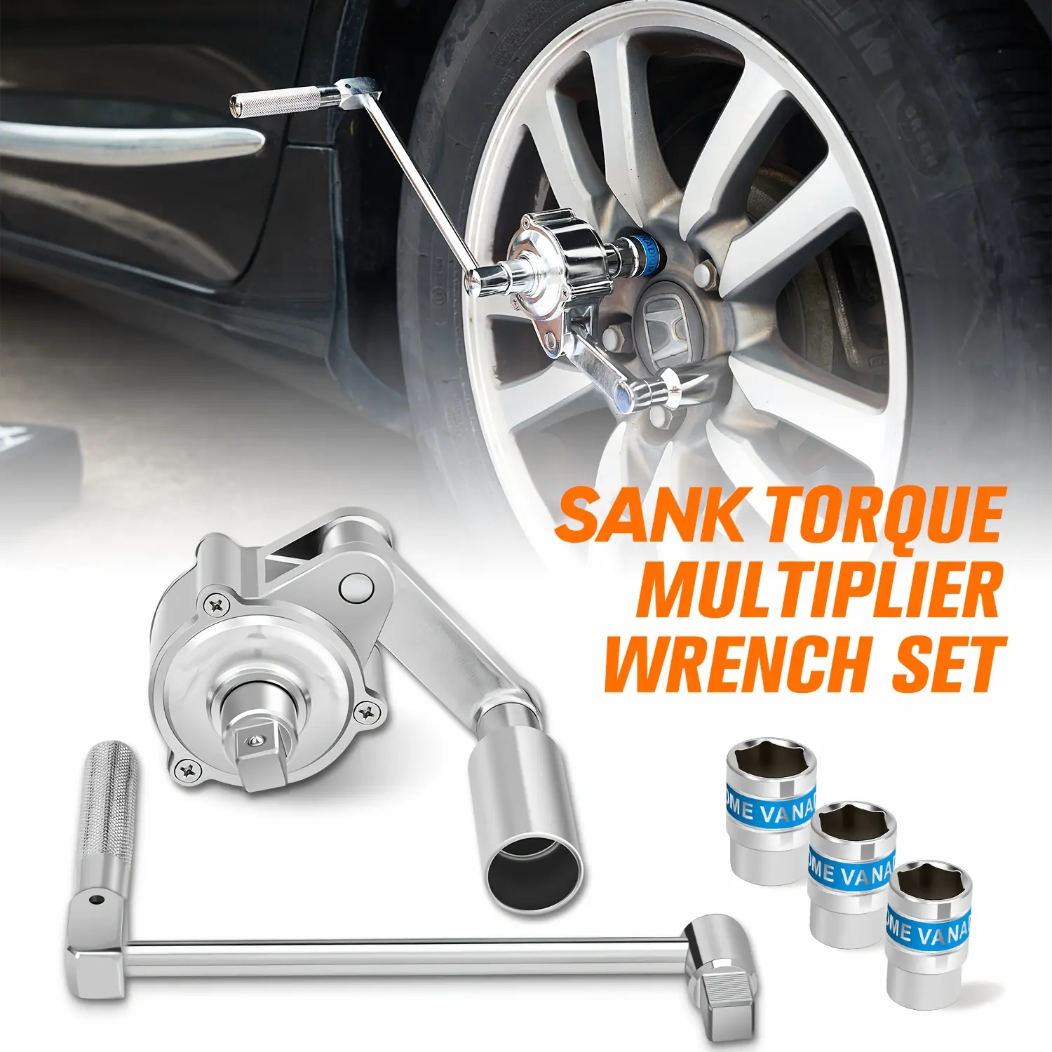 SANK 1:20 High Torque Multiplier Wrench Set - Professional Heavy-Duty Ratchet Tool with 17/19/21mm Sockets | 1/2" Drive Labor-Saving Gearbox for Car Truck Tire Lug Nuts Removal | Birthday Christmas Gifts for Men DIY Mechanics & Car Enthusiasts