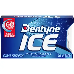 9x Dentyne Ice Peppermint Sugar Free Chewing Gum - Fresh Breath Mints Cool Flavor Refreshing Snack Candy 16ct