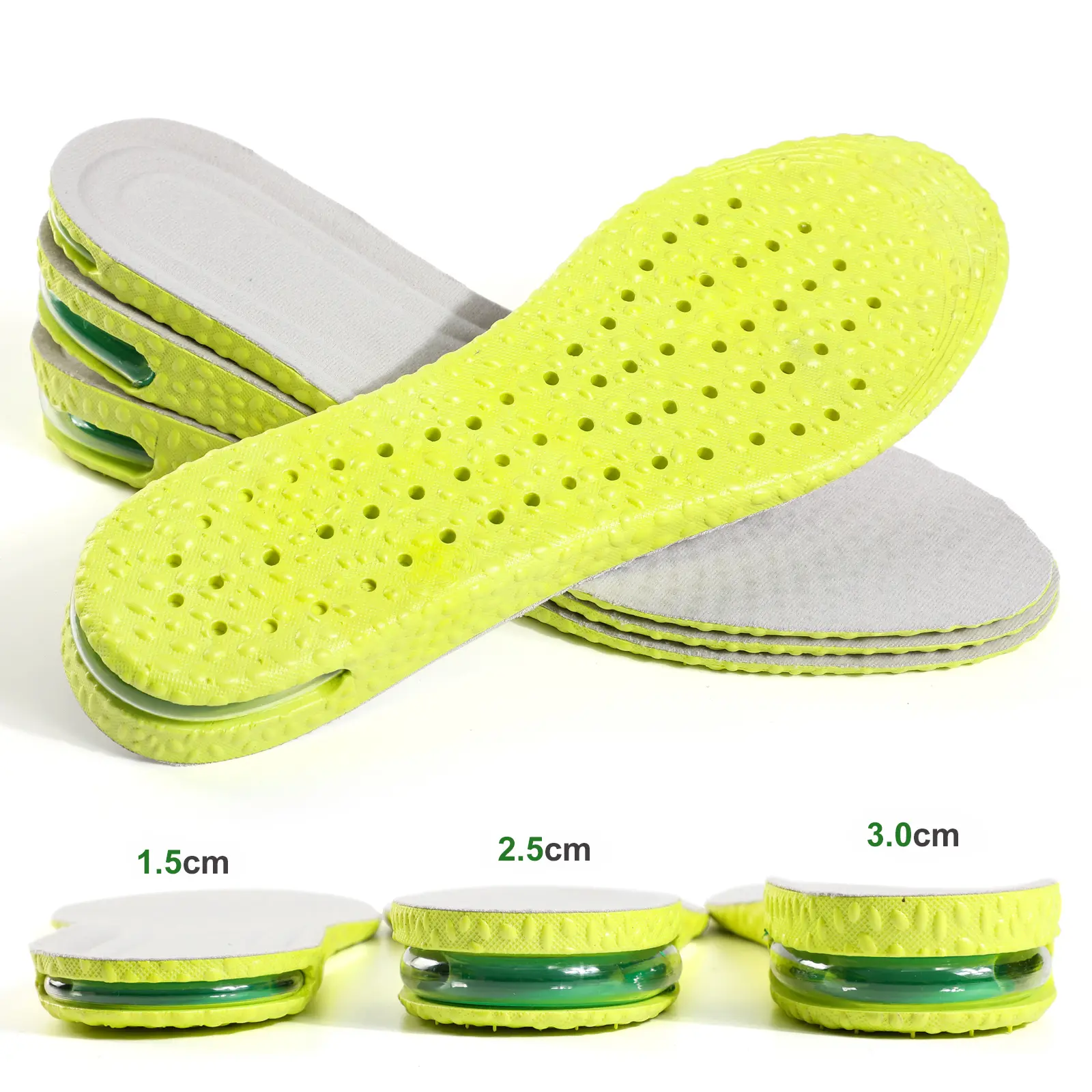 1.5/2.5/3cm  Air Cushion Insoles Height Booster Shoes Shock Absorption Foot Pad Shoe Insert, Height Increasing Insoles, Breathable Insoles