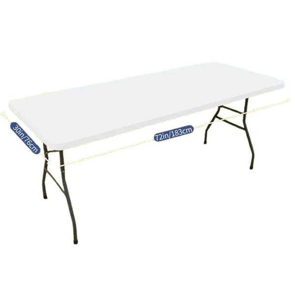 White Fitted Polyester Tablecloth - 6FT Rectangle 30"x72" Indoor-Outdoor Table Cover with Full Elastic Edges, 10% Spandex, Reusable & Well-Crafted, Washable for Picnic, Banquet Use, Indoor-Outdoor Tablecloths