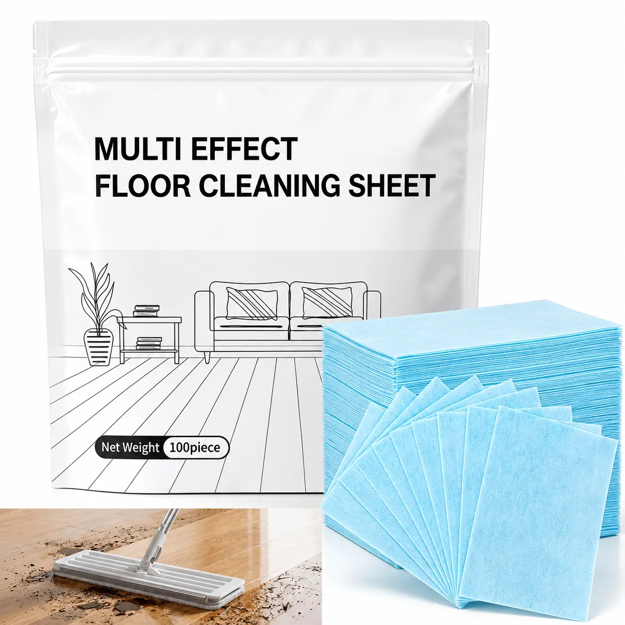 Multi-Surface Antibacterial Floor Cleaning Tablets (100PCS) - Concentrated, Deodorizing Household Cleaner for Laminate, Hardwood, Tile Floors - Easy-Dissolve Sanitizing Maintenance Tool