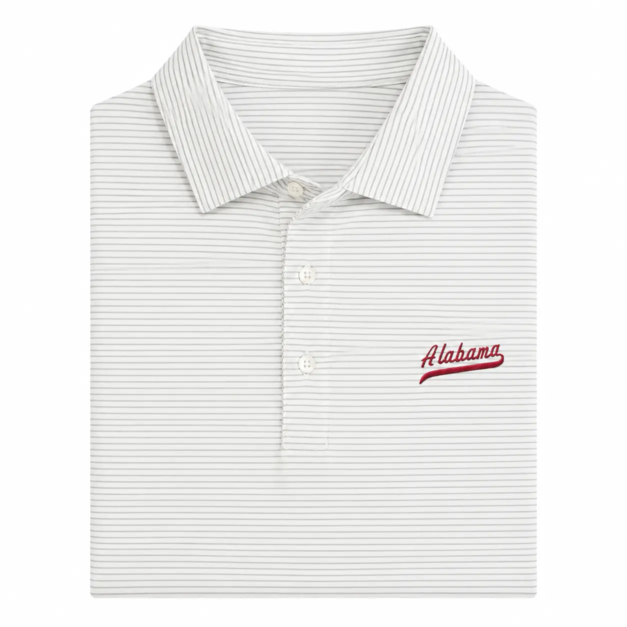 Alabama Baseball Script Birdie Stripe Performance Polo Shirt, Short Sleeve Golf Fan Top