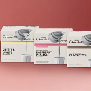 With Love Drinking Chocolate Trio - Includes Raspberry Praline Hot Chocolate, Vanilla White Hot Chocolate, and Classic 70% Hot Chocolate