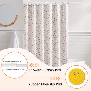 Adjustable 31-80 inch No Drilling Tension Shower Curtain Rod Stainless Steel for Bathroom Room Divider White
