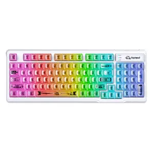 FREEWOLF M95 Transparent Membrane Keyboard with Clear Keycap,Wired Gaming Keyboard with RGB Backlit, RGB Lighting, 94 Silent Keys with Mechanical Feeling,26-Key Anti-ghosting,for Mac/Windows