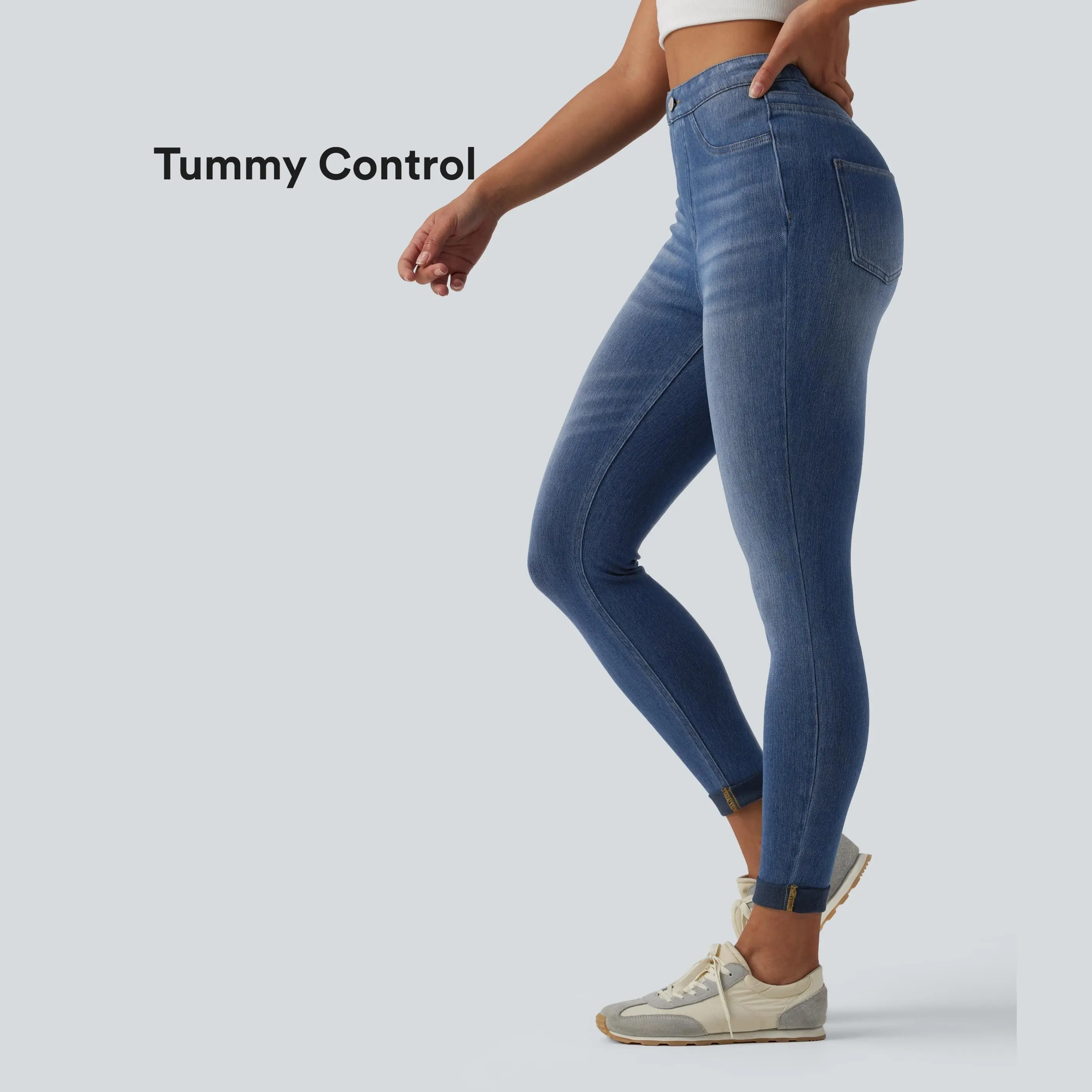 Halara Flex™ High Waisted Tummy Control Denim Casual Leggings with Pockets
