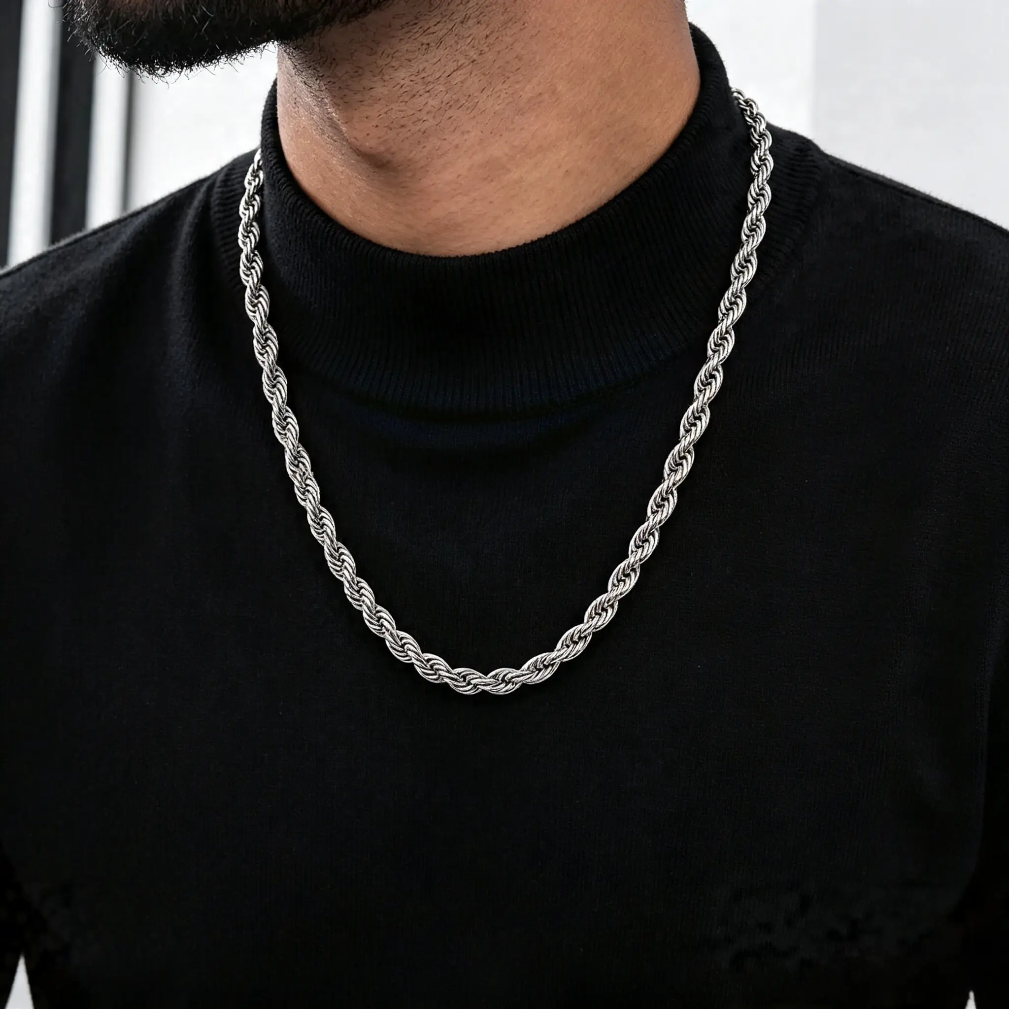 Men's Anti-Rust Stainless Steel Twisted Link Chain Neck Pendant - Classic Neckwear Accessory, Premium Gift for Jewelry Lovers, Ideal for Daily Outfit Matching & Holiday Gifting Scenarios, Accessories