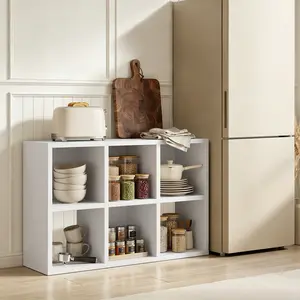 6-Cube Storage Organizer, Fits 11" Bins, Vertical or Horizontal Use, Opening Bookshelf, Partial Back Panels, Stackable Design Bookcase, for Closet, Bedroom, Home Office, White